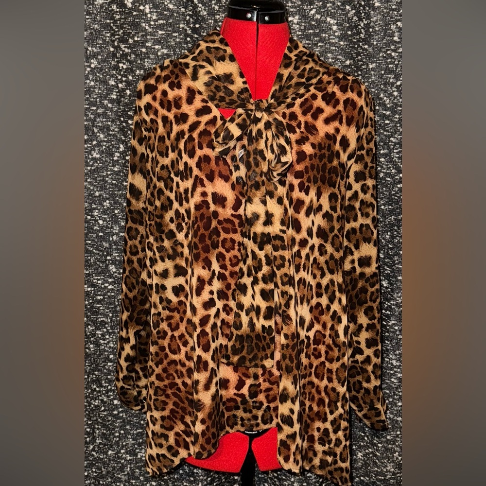 Karlie leopard sheer blouse